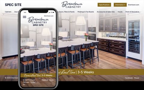 Bremtown spec book site for designers to browse cabinetry products on large and small screens